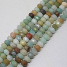 Mini. order is $7! 5x8mm Faceted Natural Multicolor Amazonite Oval Rondelle Loose Beads 15'' 2024 - buy cheap
