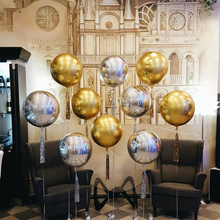 Globos redondos de aluminio 4D de 10/17 pulgadas, globos de Metal para decoración de bodas, suministros de helio para fiestas de cumpleaños, novedad 2024 - compra barato