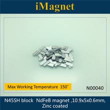 IMagnet горячая Распродажа, 20 шт., супермощный блок, редкоземельный неодимовый магнит, 10,9x5x0,6 мм, кубовидный магнит Ndfeb, магнит N00040 2024 - купить недорого