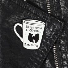 White coffee mug pins Brooches Backpack Badges Hard enamel lapel pin Hat Bag Accessories Punk Dark Jewelry Brooches for men wome 2024 - buy cheap
