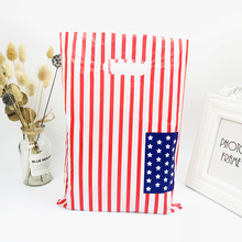 25x35cm Plastic Bags With Handles Boutique Clothes Packag  50pcs Red Striped Blue Stars Plastic Handle Bag Gift Shopping 2024 - buy cheap