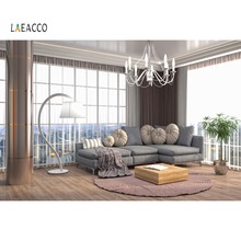 Laeacco Photo Backgrounds Living Room Sofa Chandelier French Window Carpet Interior Photographic Backdrop Photocall Photo Studio 2024 - buy cheap