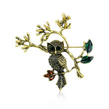 WEIMANJINGDIAN New Arrival Antique Bronze Color Owl on the Branch Brooch Pins for Women 2024 - buy cheap