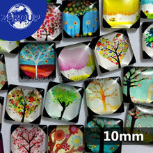 50pcs/lot 10mm clear square glass cabochon tree mixed pattern fit cameo base setting for jewelry embellishment flatback 2024 - buy cheap