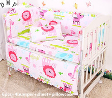 Promotion! 6PCS 100% Cotton Curtain Crib Bumper Baby Bedding Sets For Baby kit berco baby ,include:(bumper+sheet+pillow cover) 2024 - buy cheap