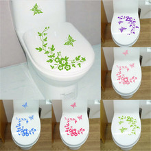 Multicolor New Butterfly Flower Bathroom Wall Stickers Home Decoration Wall Decals Bathroom Toilet Stickers New Arrival IC875220 2024 - buy cheap