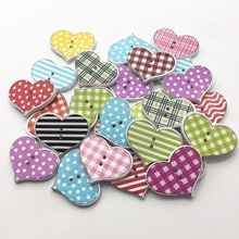 100pcs 25x20mm Mixed Heart Gingham Checks Wood Buttons 2 Holes Baby Fancy Sewing Accessoreis Cardmaking Scrapbook Embellishments 2024 - buy cheap