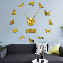 Golden Retriever Dog Silent Quartz DIY Wall Clock Retriever Canine Puppy Pet Self Adhesive Clock Watch Fashion Home Decoration 2024 - buy cheap