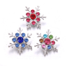 10 pçs/lote novo snap jewelrys colorido cristal floco de neve 18mm botões pressão metal para snap pulseiras feminino jóias natal 2024 - compre barato