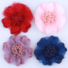 200PCS 9CM Newborn Tulle Silk Flower With Tissue Stamen For Headbands Fabric Flowers For Hair Clips Hair Accessories 2024 - buy cheap