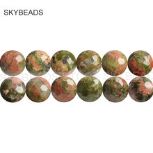 Faceted Stone Beads for DIY Jewelry Making Natural Green Unakite Semi Precious Stone 4 6 8 10 12mm Spacer Beads in Bulk Supplies 2024 - buy cheap