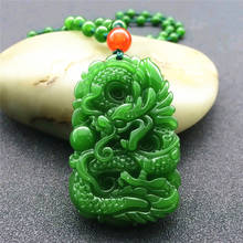 Wholesale Green Hetian  Nephrite Pendant Carved Chinese Dragon Zodiac Dragon Pendant Necklace Amulet Men's fashion jades Jewelry 2024 - buy cheap