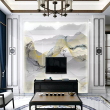 Decorative wallpaper New Chinese style abstract lines ink landscape background wall painting 2024 - buy cheap