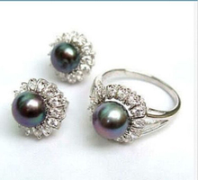 FREE shipping>>>>>> Jewelry black shell pearl earring ring ,size:7,8,9, 2024 - buy cheap