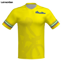 SPTGRVO LairschDan 2019 yellow retro short sleeve cycling tshirt summer mtb mountain bike enduro motocross mx jersey downhill dh 2024 - buy cheap