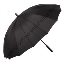 16 ribs,straight metal black golf umbrellas metal shaft,business umbrella,parasol,auto open,windproof,straight leather handle 2024 - buy cheap