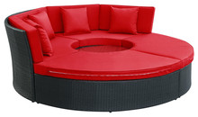 All Weather Circular Wicker Patio Daybed Set in Espresso Red 2024 - buy cheap