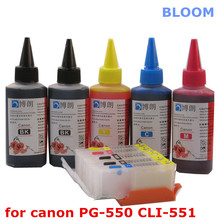 For CANON PIXMA MG5450 MG5550 MG6450 Ip7250 MX925 MX725 IX6850 printer PGI 550 refillable ink cartridge+ 5 Color Dye Ink 100ml 2024 - buy cheap