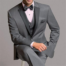 Новый мужской костюм из 3 предметов Terno custom slim fit лацканы Свадебный костюм жениха куртка (пальто + брюки + жилет + галстук) 2024 - купить недорого