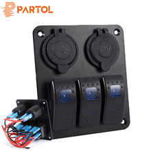 Partol-Panel de interruptor basculante para coche de 3 entradas, enchufe de cargador Dual, interruptor de encendido/apagado para barco, juego de interruptor automático para motocicleta 2024 - compra barato