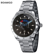 2016 BOAIMGO men's quartz  sports fashion casual watches full steel band  clock  military wristwatches date  relogio masculino 2024 - buy cheap