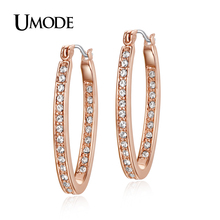UMODE Brand Hot Selling Fashion Oval Hoop Earrings For Women Rose Gold Color Austrian Rhinestones Earring Jewelry Brinco AJE0194 2024 - buy cheap