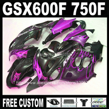 Libre kit de carenado personalizado para SUZUKI KATANA GSX600F 2003, 2004, 2005, 2006 púrpura en llamas en negro Juego de carenados GSX750F 03-06 HM37 2024 - compra barato