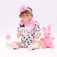 50cm Reborn Baby Doll Handmade Realistic 20" Full body Silicone Vinyl Material Alive Baby Doll With Rabbit Doll Bath Toy 2024 - buy cheap