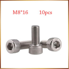Parafusos m8 parafusos m8 10 unidades rosca métrica parafusos sextavados de aço inoxidável 304 12 m8x16 mm m8 * 16 mm 2024 - compre barato