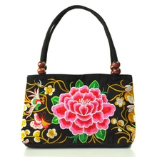 National wind embroidered bag new double-layer two-way zipper wooden beads portable embroidery double bag embroidered handbag 2024 - buy cheap