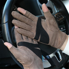 Autumn Winter New Thickening Half Finger Gloves Imitation Suede Unisex Exposed Two Fingers Non-Slip Driving Gloves SZ043 2024 - buy cheap