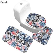 Zeegle 3pcs Non-Slip Bathroom Mat Set Pedestal Rug Toilet Seat Lid Cover Washable Mats for Toilet Bathroom Carpet Bath Mats 2024 - buy cheap