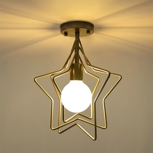 Luminária pendente moderna com estrela dourada/preta e27, lâmpada retrô industrial de ferro, lâmpada de pendurar para decoração de sala de estar, quarto 2024 - compre barato