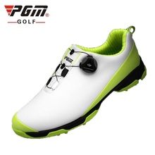 Sapatos para golf masculinos de couro à prova d'água pgm, calçados esportivos masculinos com trava parafuso respirável, tênis antiderrapante aa51032 2024 - compre barato
