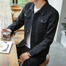 Мужская куртка, новинка 2020, модная мужская джинсовая куртка, Корейская версия приталенной мужской черной куртки, трендовая Красивая Студен... 2024 - купить недорого