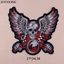 ZOTOONE Large Punk Rock winged Skull Patch Iron On Patches Eagle Badge Applique Cheap Embroidered Patches For Clothing Jacket E 2024 - buy cheap