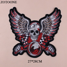 Zotoone grande punk rock alado crânio remendo de ferro em remendos eagle badge applique barato bordado remendos para vestuário jaqueta e 2024 - compre barato