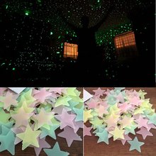 3D Estrelas Brilham No Escuro Adesivos de Parede Luminous Fluorescente Adesivos de Parede Para Crianças Sala Teto Do Quarto Do Bebê Decoração Da Casa 2024 - compre barato