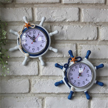 Relógio de parede redondo estilo mediterrâneo, relógio de parede para decoração caseira com agulha de âncora 2024 - compre barato