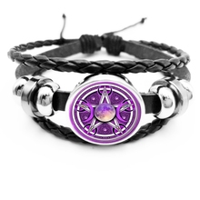 2019/гламур пурпурный браслет с тремя лунными Богинями пентаграммой и кнопками, сверхнатуральный черный браслет для ведра, ювелирные изделия 2024 - купить недорого