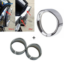 Motorcycle 4.5''led fog light Visor Style Passing lamp Trim Ring and 7 inch headlight Headlamp Trim Ring for Harley Street Glide 2024 - buy cheap