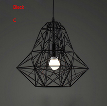 Moderna jaula de pájaros de hierro forjado colgante luz americana Retro Industrial LOFT Bar lámpara colgante minimalista geométrica Fixtures110-240V 2024 - compra barato