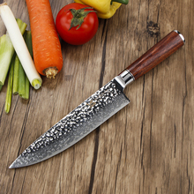BIGSUNNY молотый нож шеф-повара-супер Дамасская сталь-8 дюймов нож для нарезки-розовая деревянная ручка 2024 - купить недорого