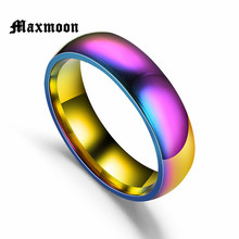 Maxmoon-anillo colorido de acero de titanio para hombre y mujer, arcoíris, ancho de 6mm, tamaño 5 a 13, regalo, envío gratis 2024 - compra barato