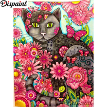 Dispaint Full Square/Round Drill 5D DIY Diamond Painting "Cartoon cat flower" 3D Embroidery Cross Stitch Home Decor Gift A17160 2024 - buy cheap