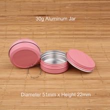 50pcs/Lot Wholesale High Quality 30g Aluminum Jar Empty Cosmetic Bottle Pink Lid Small Vial Skin Care Packaging Refillable Can 2024 - buy cheap
