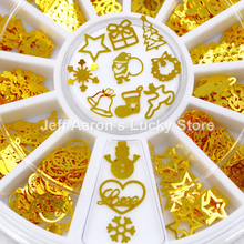 12 shapes gold metal Halloween Christmas nail art decorations slice nail foil decals fake nails accessoires wheel manicure set 2024 - buy cheap