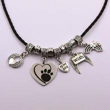 paw print in my heart leather chain dog angel the rainbow bridge pet loss pet owner dog lover necklace 2024 - buy cheap