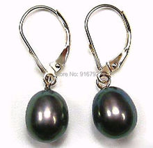 Wholesale   >>>>NEW 8x10mm Black Akoya Pearl Earring AAA 2024 - buy cheap