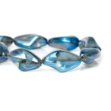 DoreenBeads Glass Loose Beads Irregular Blue Transparent About 23mm( 7/8") x 13mm( 4/8"),Hole: Approx 1.2mm,2 PCs 2024 - buy cheap